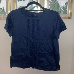Navy Banana Republic size medium top with ruffles in the center